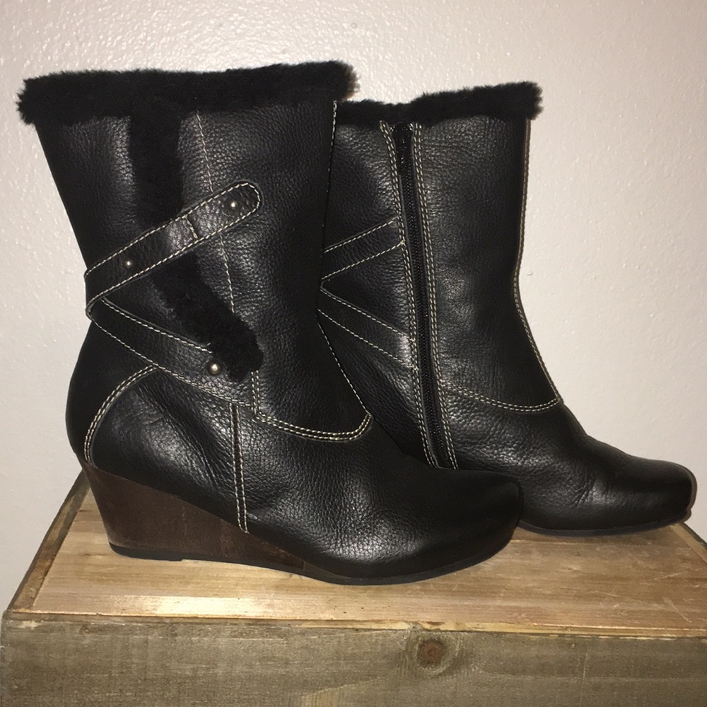 Black leather boots